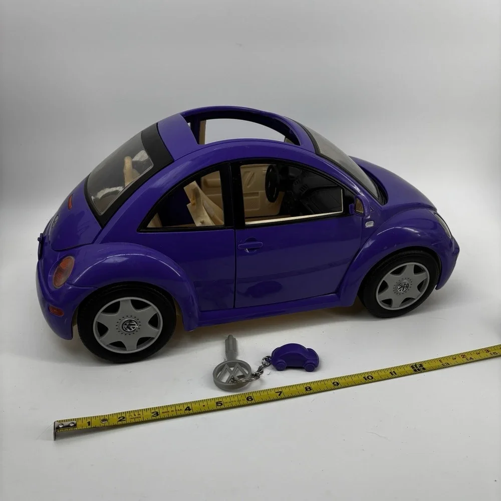 Mattel Barbie Volkswagen Beetle Purple Car 2000 Opening Doors Fashion Doll W/Key